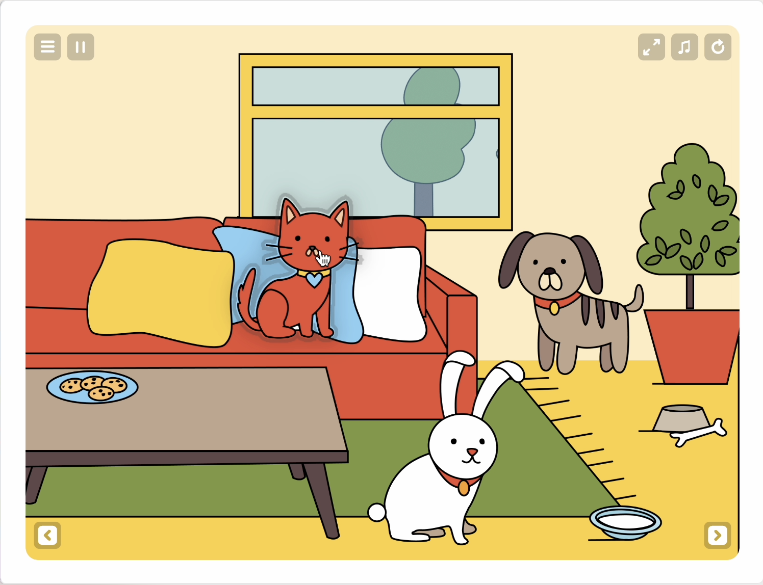 Pets Pals — the pets' living room scene